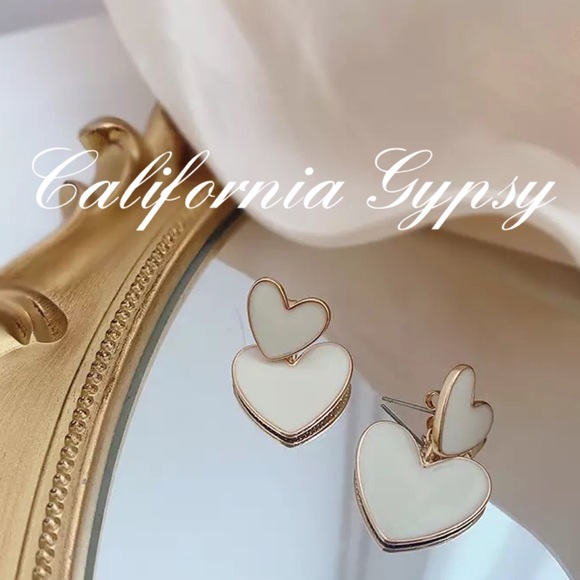 Gold Heart Earrings - Picture 3 of 7